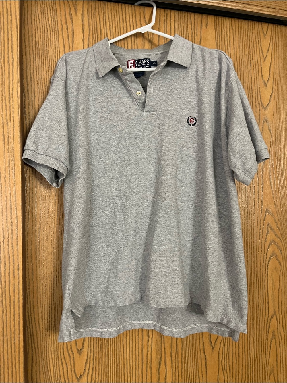 Vintage Chaps Ralph Lauren Polo Shirt Mens Large Gray crested logo cotton Large